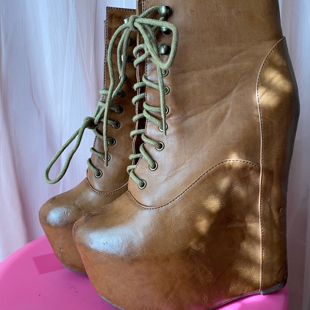 Jeffery Campbell leather wedge bootie